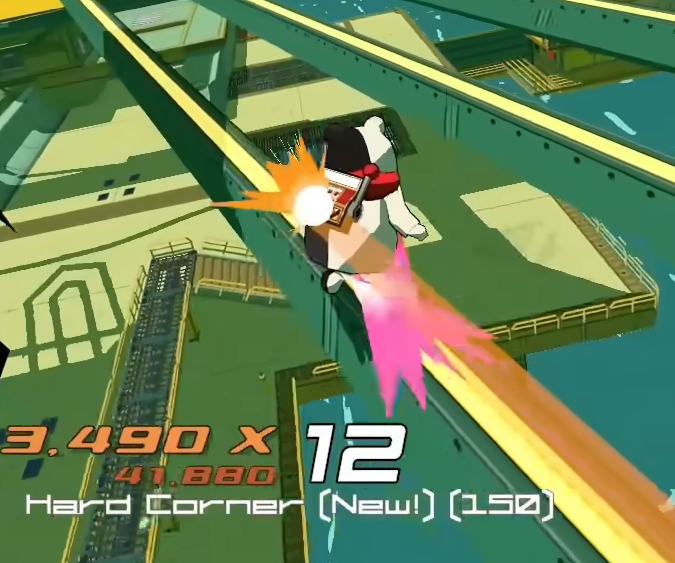 A screenshot of a modded version of Jet Set Radio with Monokuma as a playable character.